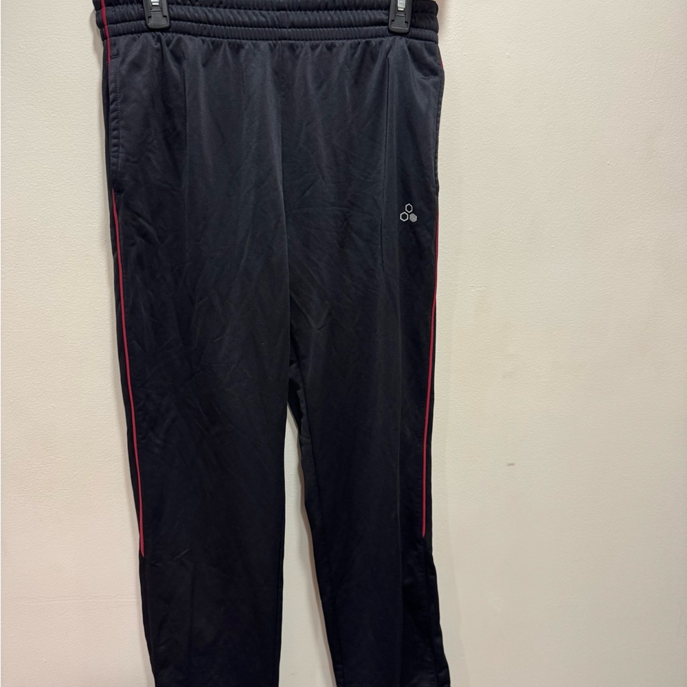 Black Track Pants with Red Accents